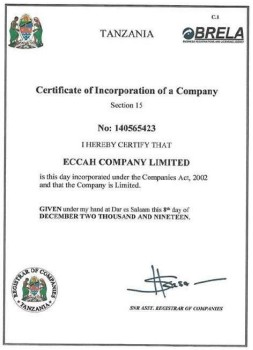 Certificate of Incorporation (BRELA)
